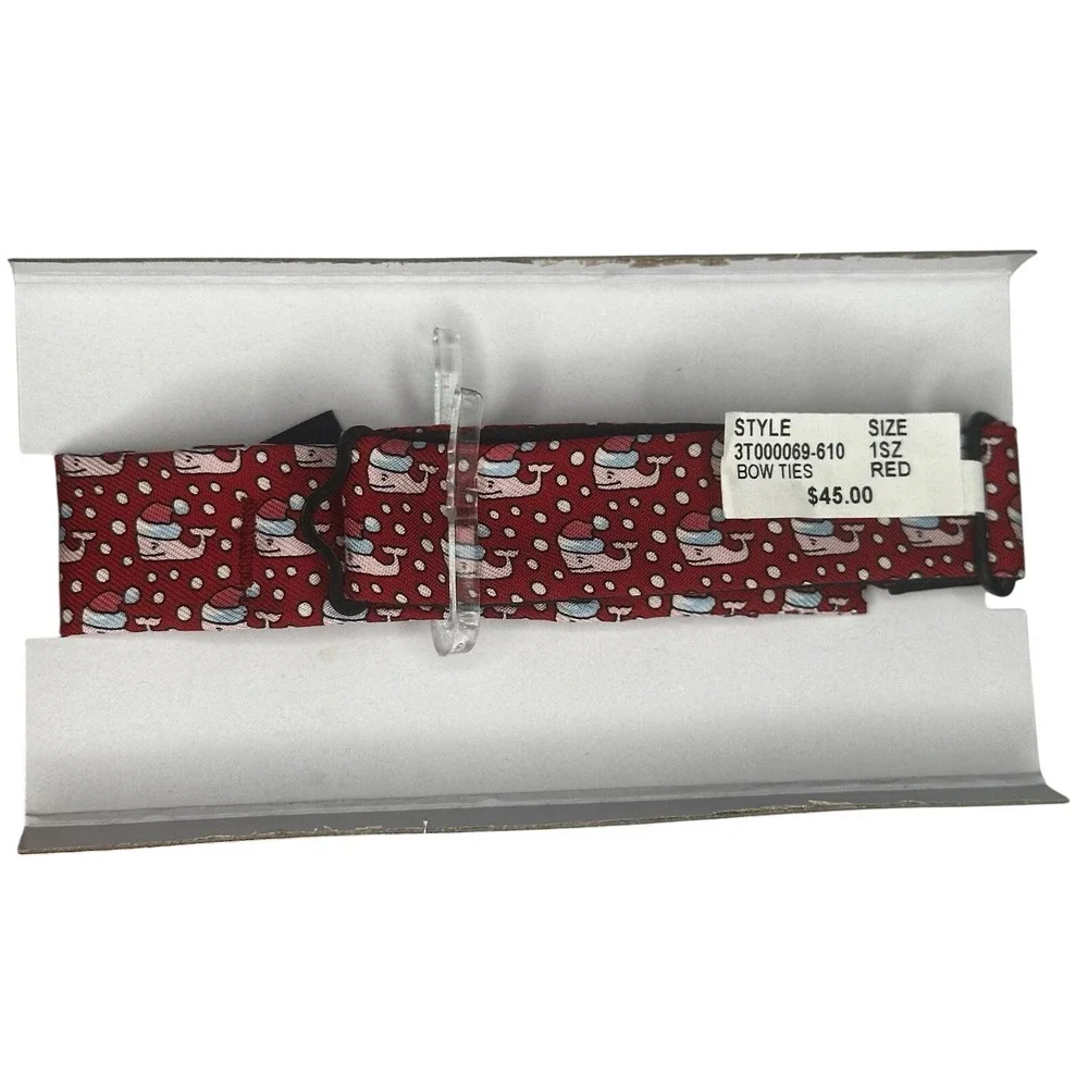 Vineyard Vines Boy's Downstream Fish Red‎ Bow Tie Pre-Tied NEW